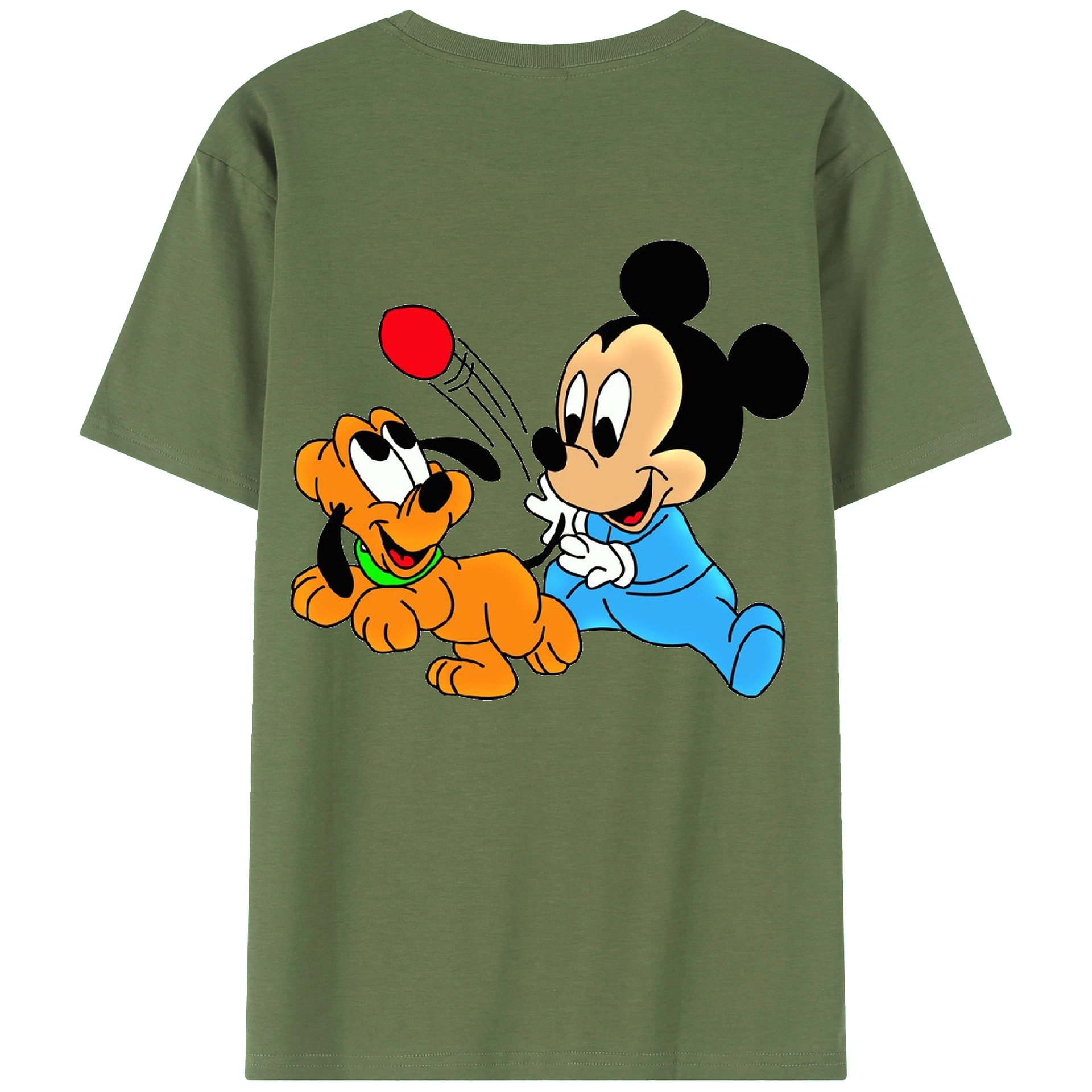 ミッキーマウス Mickey Mouse 綿100％ メンズ半袖Tシャツ（バックプリント） 通気性